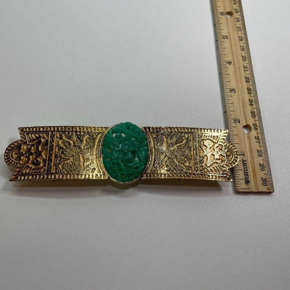 Gay Bover Designer Belt Buckle Gold-Tone w/Asian Flair 1980's Takes 1.25" Belt - Picture 4 of 6